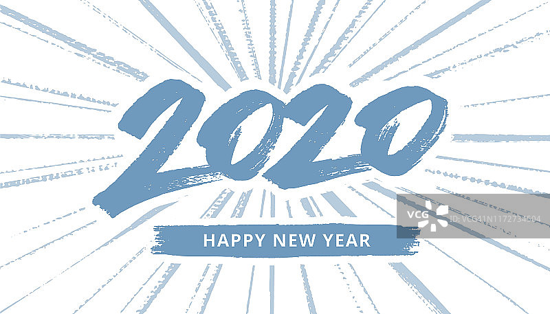 手绘的2020年新年贺卡和烟花图片素材