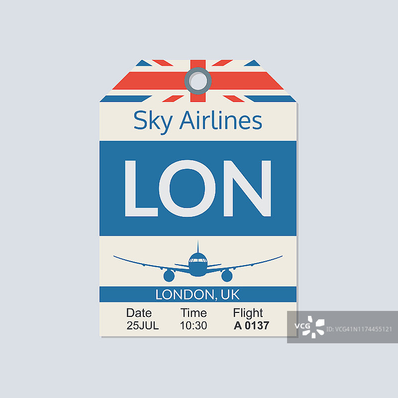 伦敦的行李标签。机场行李标签。旅行的标签。矢量插图。图片素材