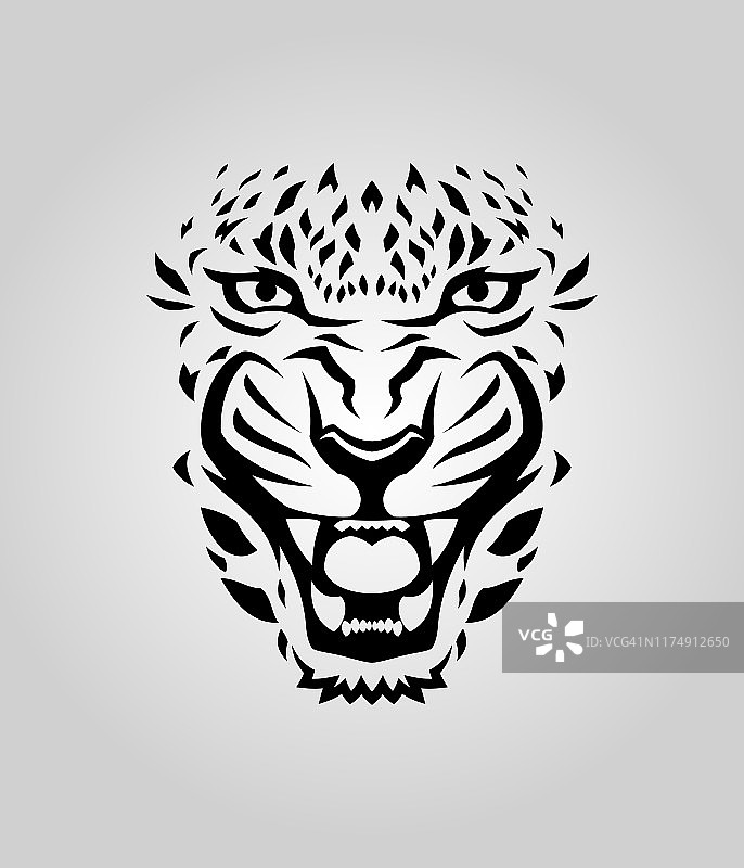 豹，老虎，或美洲狮脸的剪影图片素材