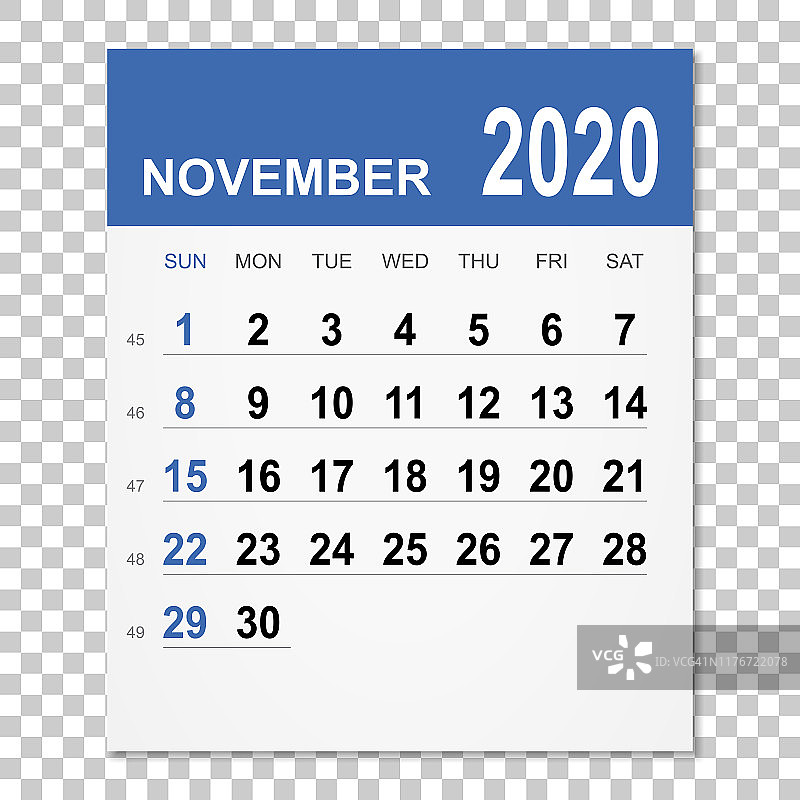 2020年11月日历图片素材