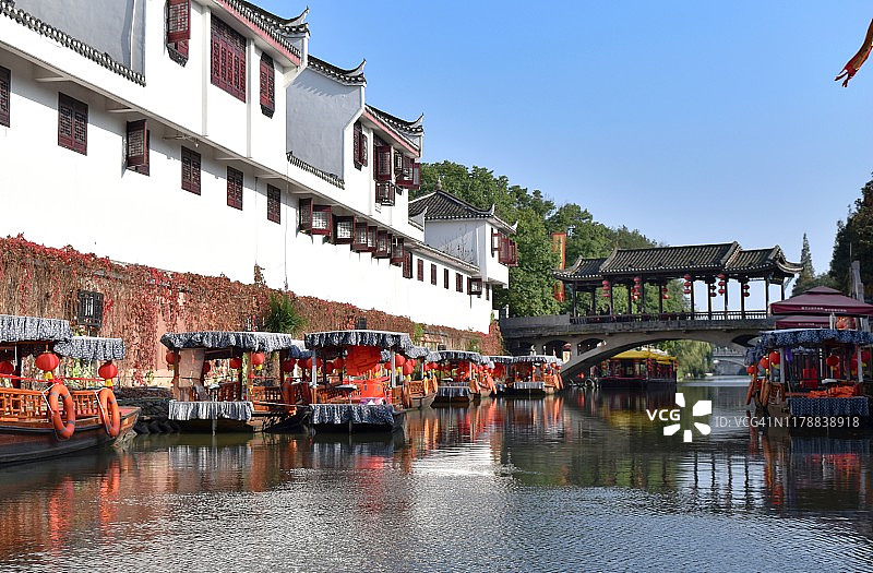 中国安徽三河中国传统运河古镇图片素材