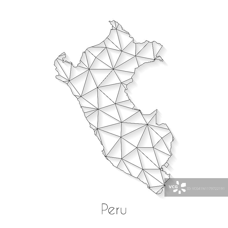 秘鲁地图连接-网络网格上的白色背景图片素材
