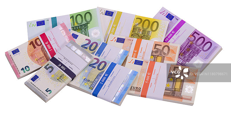 一捆欧洲货币和欧洲钞票图片素材