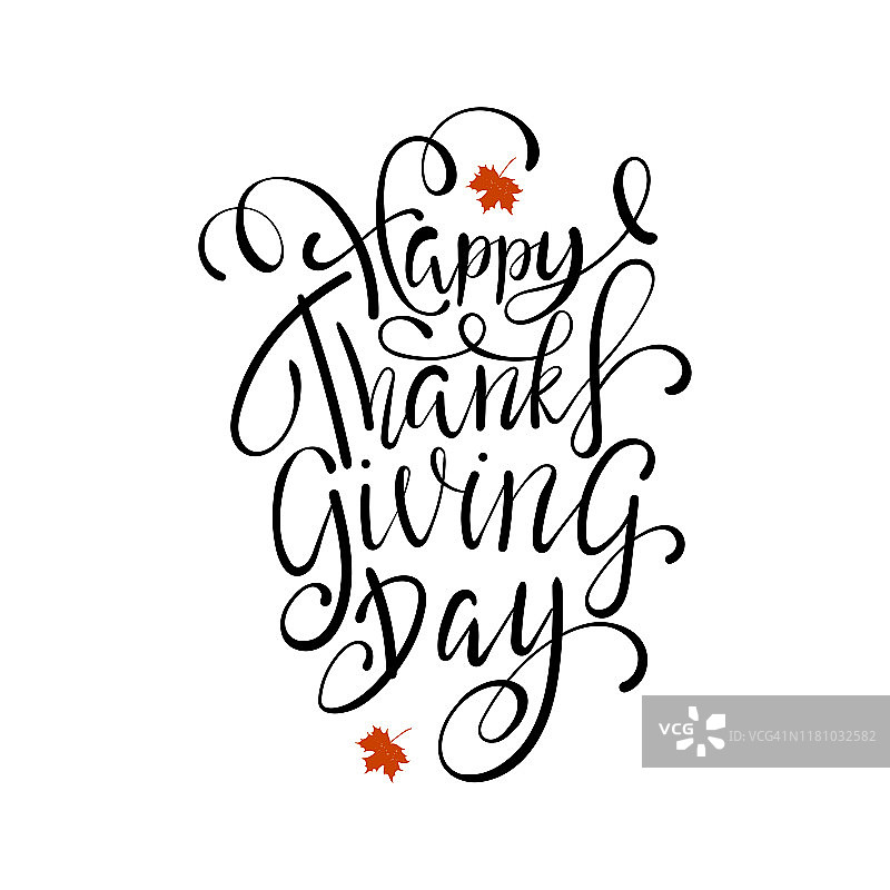 手绘感恩节快乐字母排版海报。图片素材