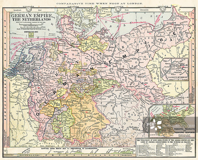1886年的德意志帝国地图图片素材