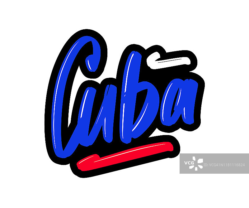 古巴卡通笔刷文字文字。矢量插图标志印刷和广告图片素材
