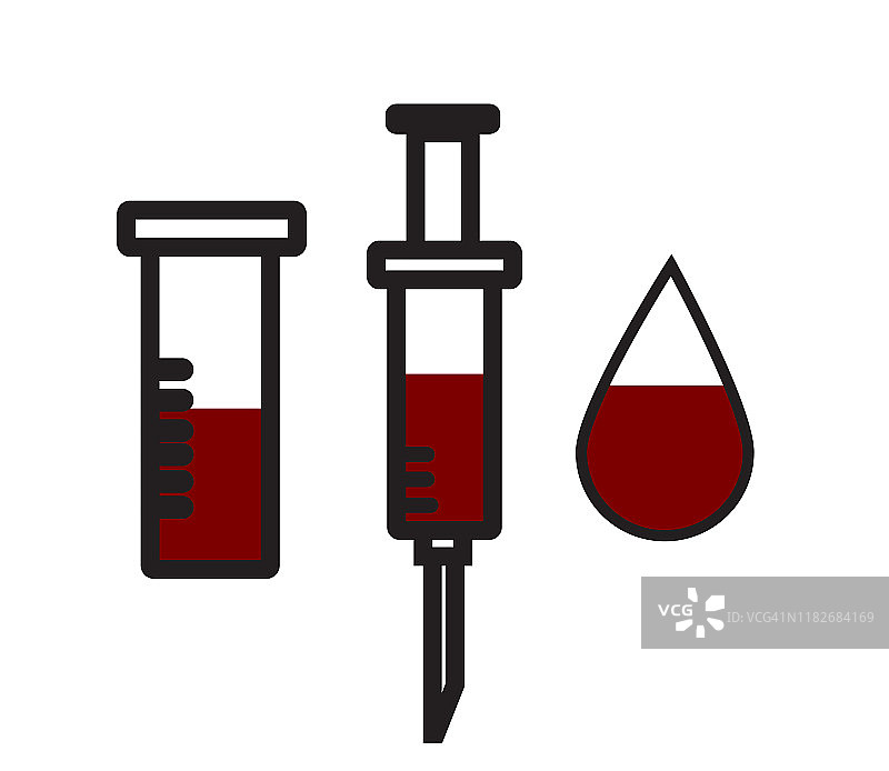 医疗器械和血滴献血图标向量-插图图片素材