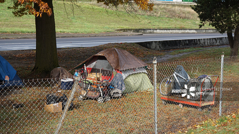 俄勒冈州波特兰露营或无家可归图片素材