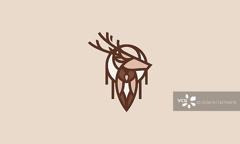 创意鹿和猫头鹰线图标纹身标志图片素材