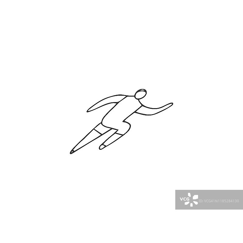 矢量手绘图标，一个男运动员跑步。积极的生活方式。专业的运动。图片素材