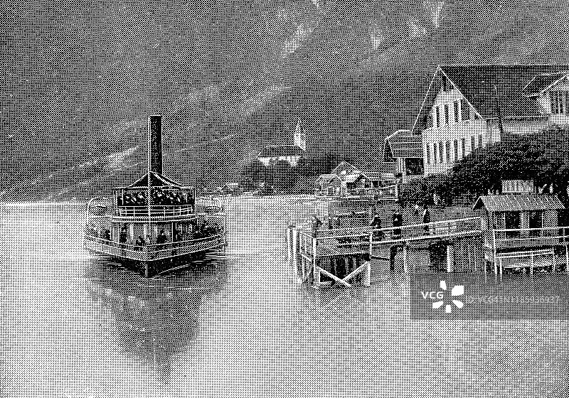 我在瑞士格索的卢塞恩湖上划汽船——19世纪图片素材