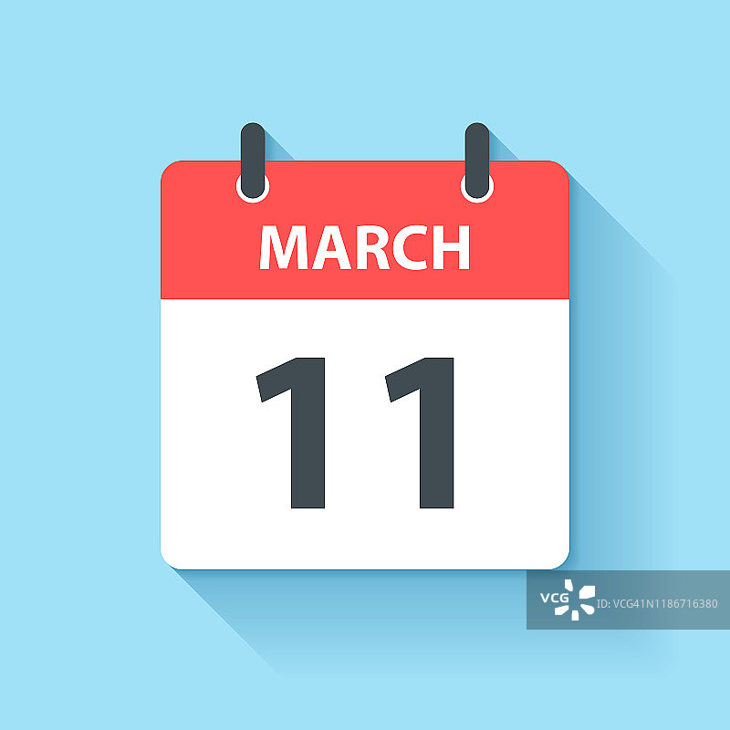 3月11日-日日历图标在平面设计风格图片素材