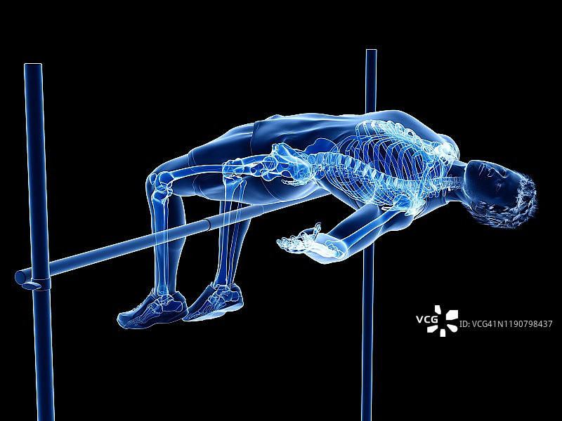 跳高运动员的骨架，插图图片素材