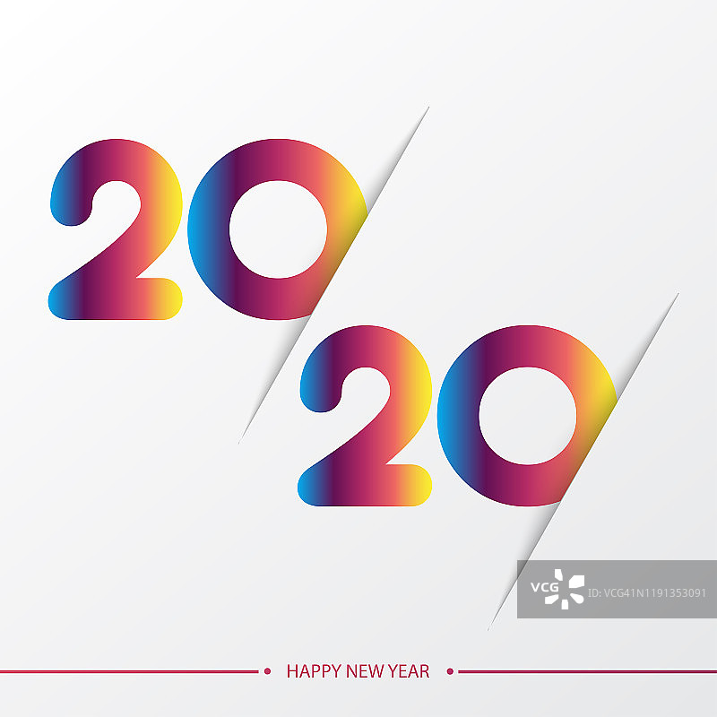 快乐2020年新年优雅的贺卡与梯度文字。向量。图片素材