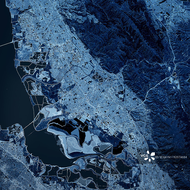 加州弗里蒙特3D渲染地图蓝色顶视图2019年11月图片素材