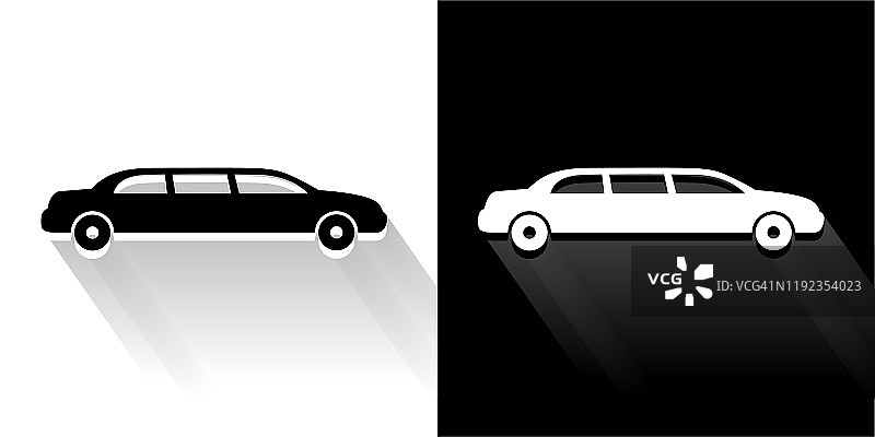 豪华轿车黑白图标与长影子图片素材