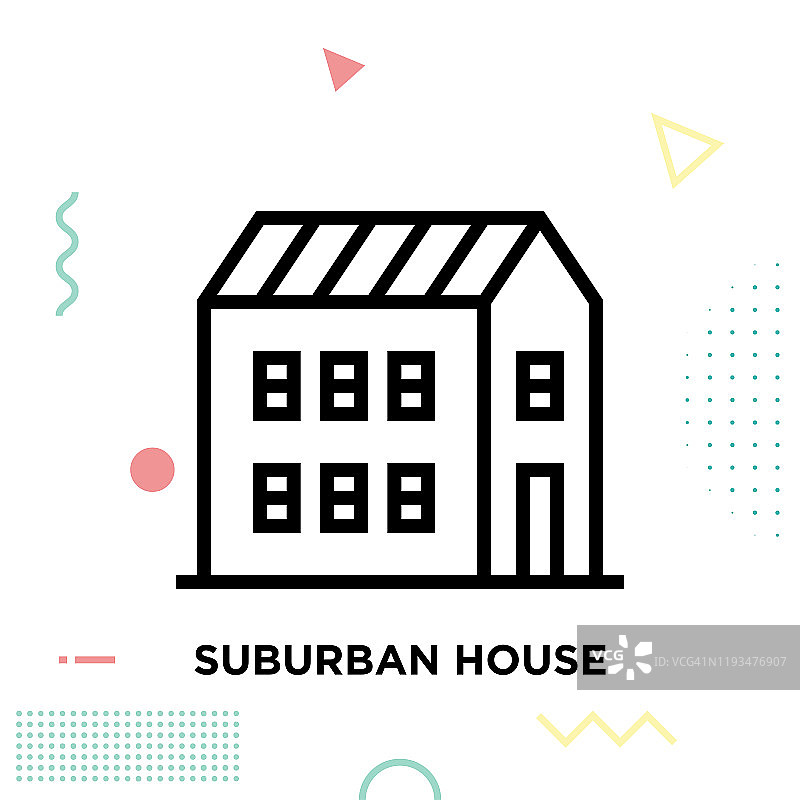 郊区住宅线图标设计可编辑的笔触图片素材