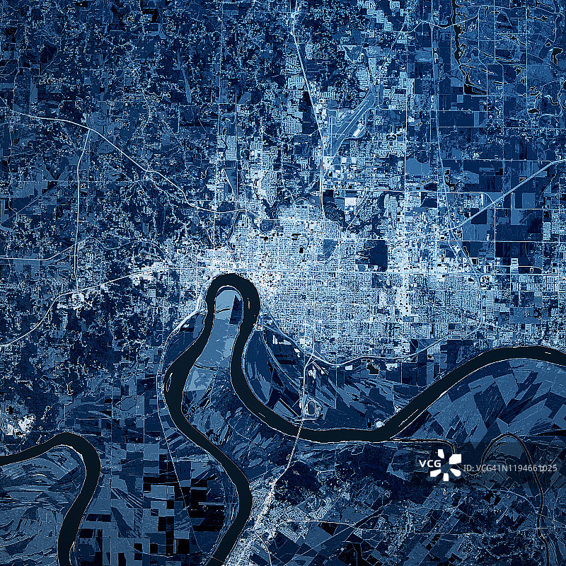 埃文斯维尔印第安纳州3D渲染地图蓝色顶视图2019年10月图片素材
