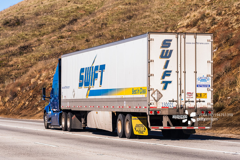 高速公路上疾驰的卡车图片素材