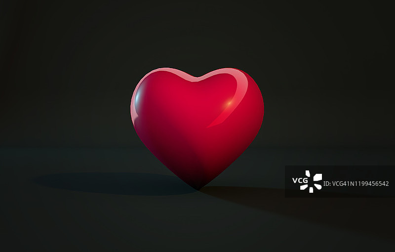 红色3D心形在黑色的背景。浪漫情人节庆典图片素材