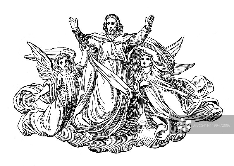 耶稣举起天使的手臂飞翔图片素材