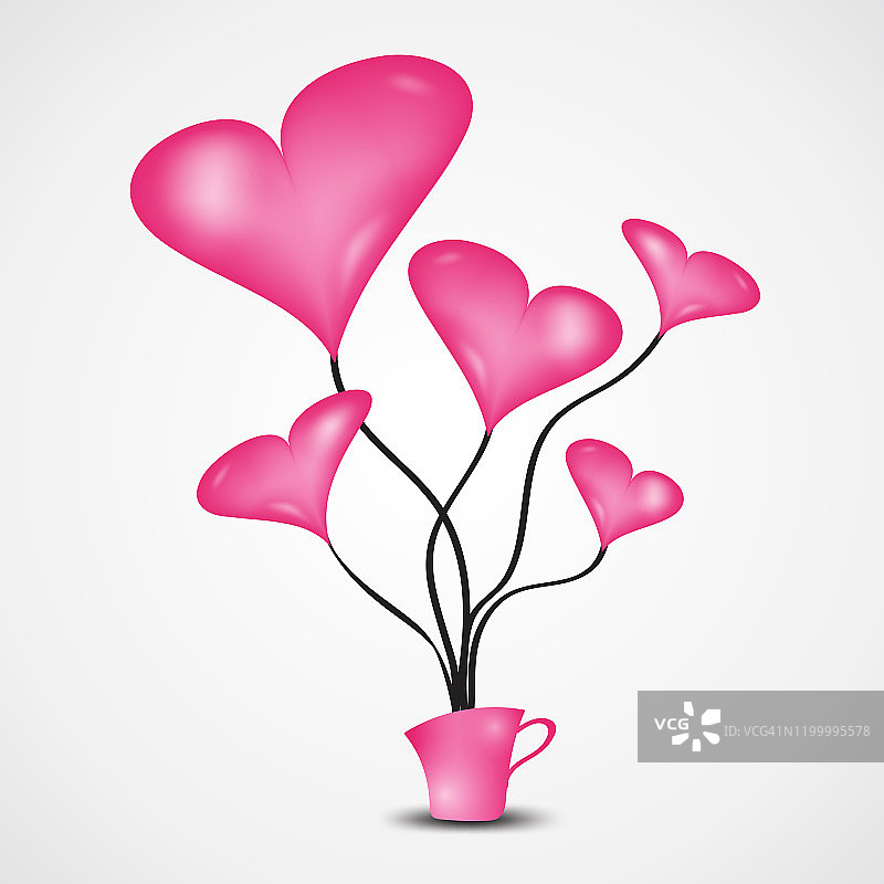 粉色心形矢量插图可用于情人节，婚礼邀请，贺卡，横幅，明信片，网页，礼品券，传单，书封套，海报，广告。图片素材