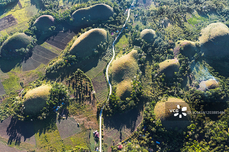 鸟瞰图著名的巧克力山，保和，菲律宾图片素材