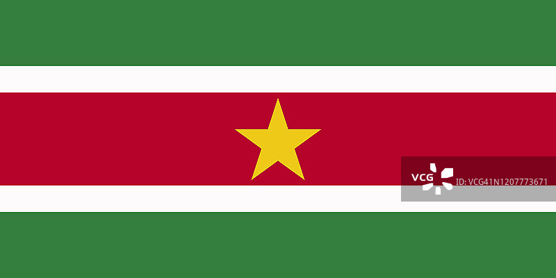 苏里南的国旗以官方颜色分开。图片素材