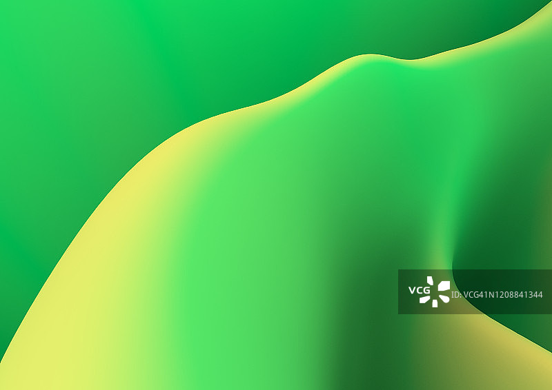 充满活力的绿色和黄色阴影与平滑的曲线图形构成背景图片素材