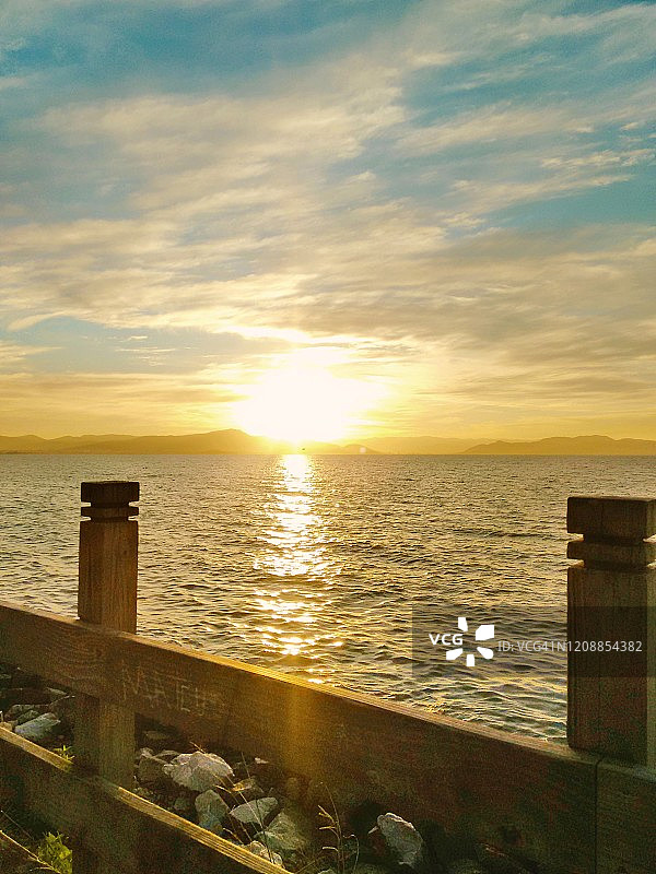 码头上的日落景色图片素材