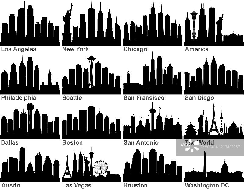 美国城市(所有建筑都是完整和可移动的)图片素材
