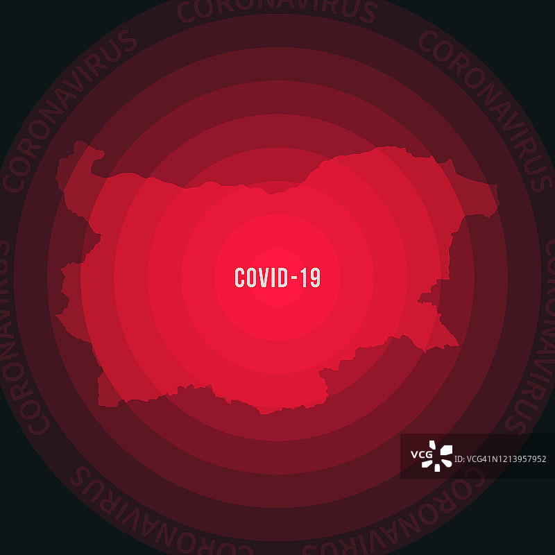 保加利亚2019冠状病毒病蔓延地图。冠状病毒爆发图片素材