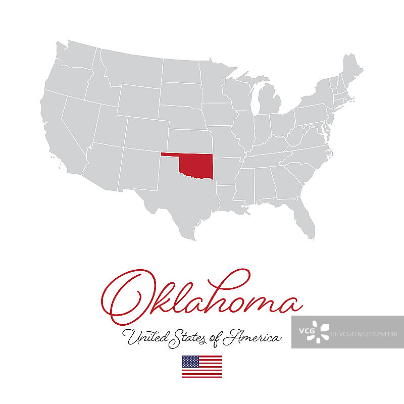 俄克拉荷马州在美国矢量地图插图图片素材