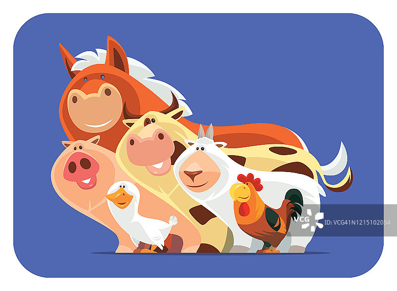 一群快乐的农场动物图片素材