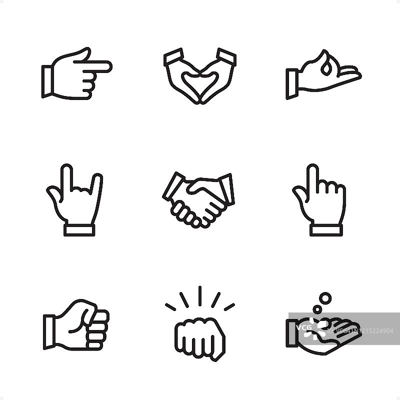 手势符号-单行图标图片素材