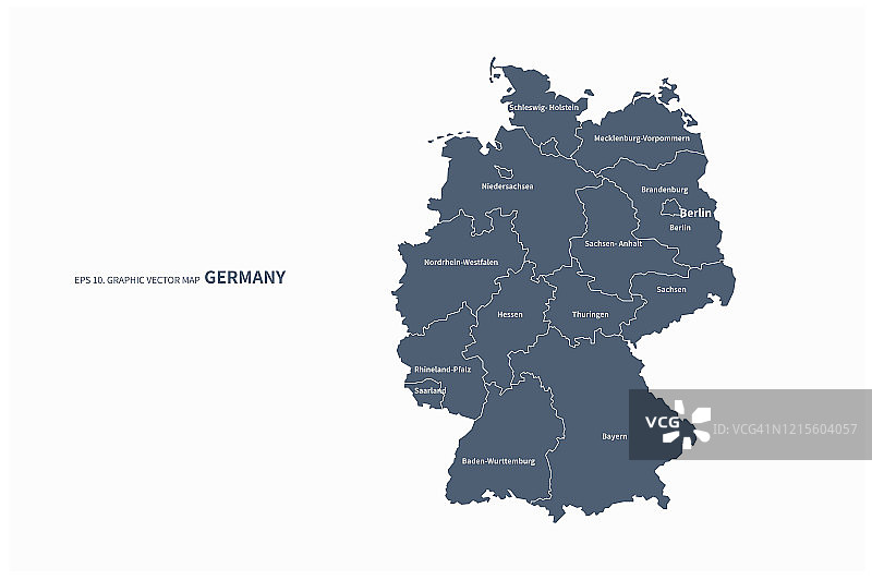 柏林,德国地图。德国在欧洲国家的矢量地图图片素材