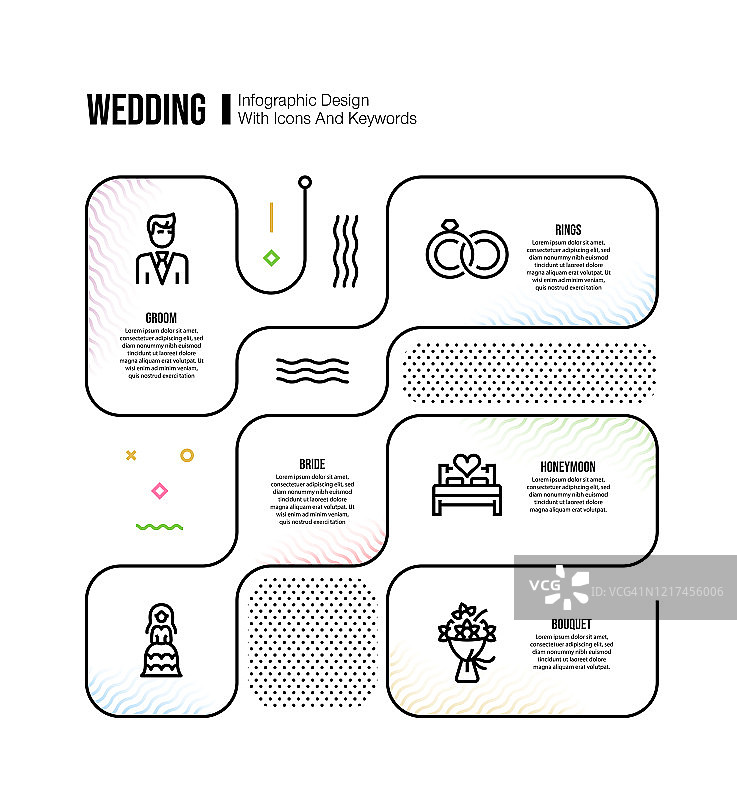 信息图表设计模板与婚礼的关键字和图标图片素材