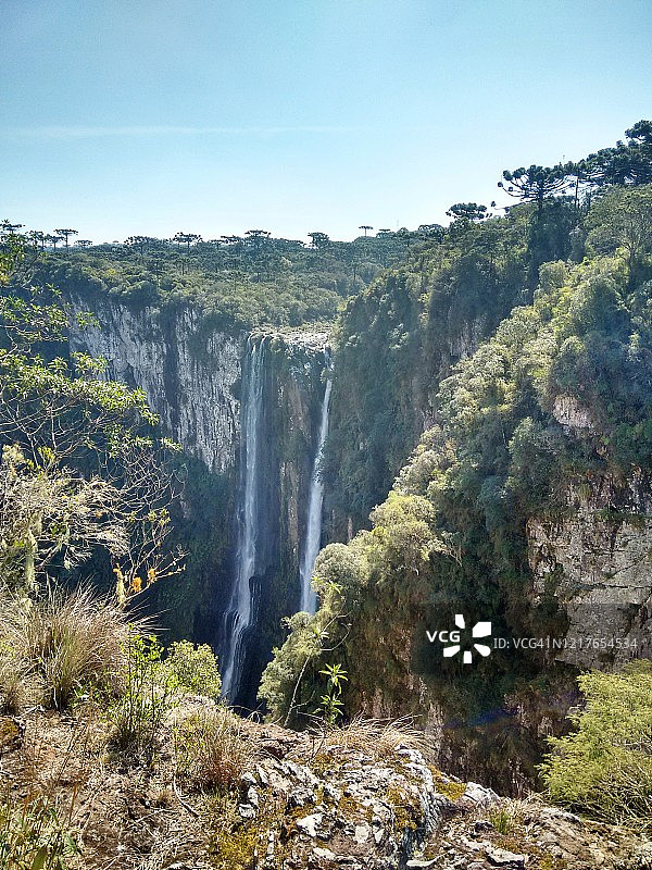 燕子瀑布在伊坦贝峡谷位于南大河湾的Aparados da Serra国家公园图片素材