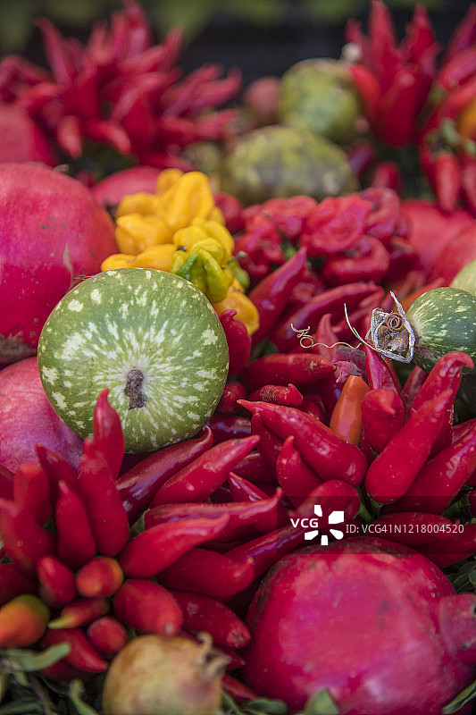 鲜花广场每日市场，南瓜和胡椒出售，罗马图片素材