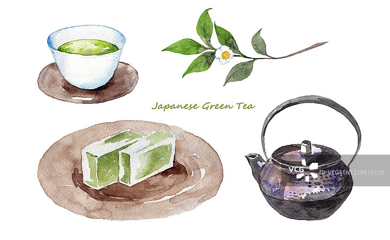 日本绿茶和糖果图片素材