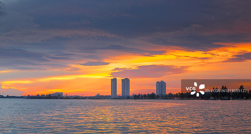Klebang海滩，melana，马来西亚美丽的夕阳图片素材