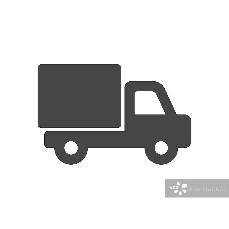 交付卡车图标在平面风格孤立的白色背景。矢量插图。图片素材