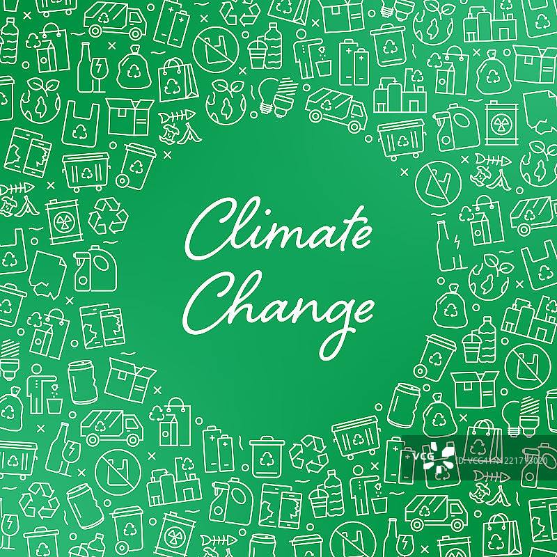 气候变化-循环利用和零废物概念向量模式和抽象背景。图片素材