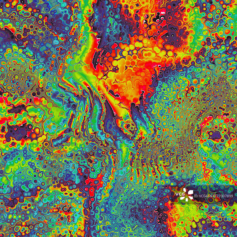 抽象彩色丙烯酸泡沫大理石背景，流体绘画艺术，波浪墙纸，大理石纹理，绿色橙色毛孔，艺术图案抽象波浪纹理Ebru效果图片素材