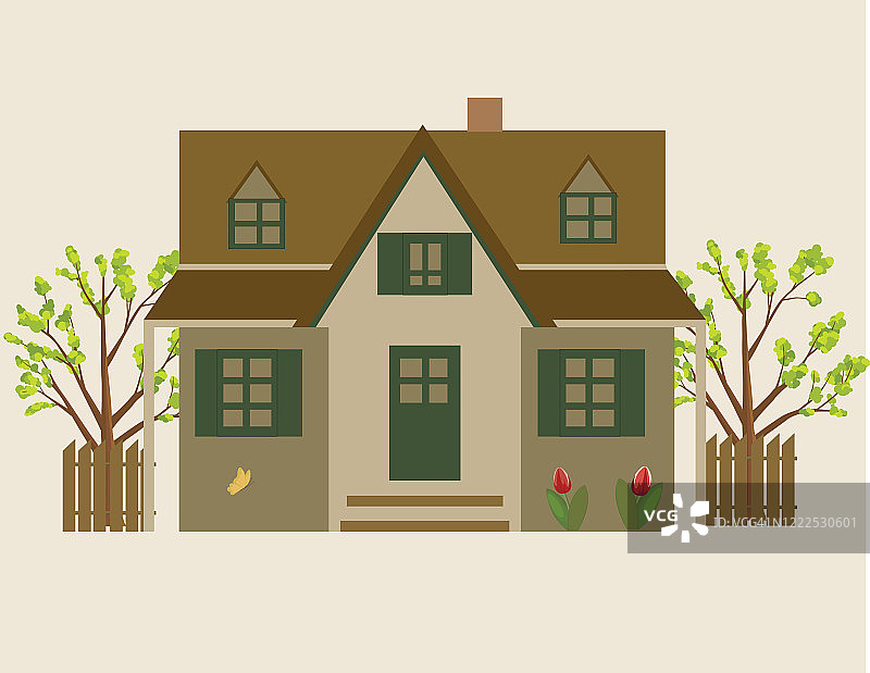 简单的旧砖房子的插图图片素材