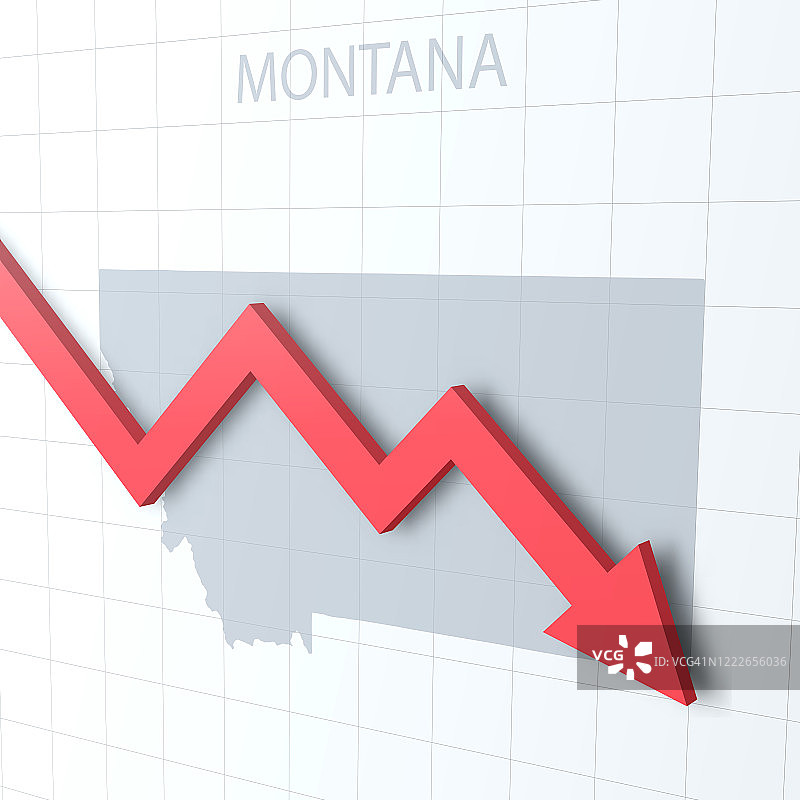 落下的红色箭头与蒙大拿地图的背景图片素材