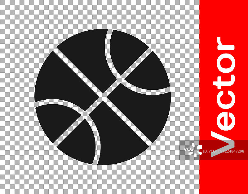 黑色篮球球图标孤立在透明的背景。运动的象征。矢量图图片素材