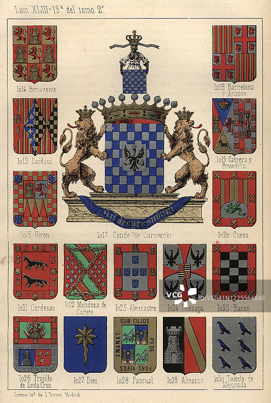 纹章，饰有纹章的盾，纹章的盾，西班牙的纹章图片素材