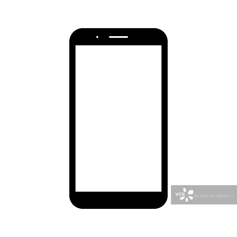 手机与空白白色屏幕隔离在白色背景图片素材