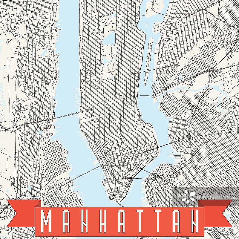 纽约市-曼哈顿矢量地图图片素材